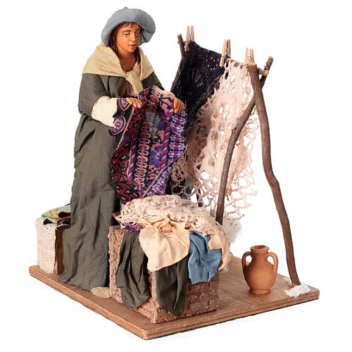 Washerwoman hanging up clothes, animated figurine for 30 cm Neapolitan Nativity Scene 4