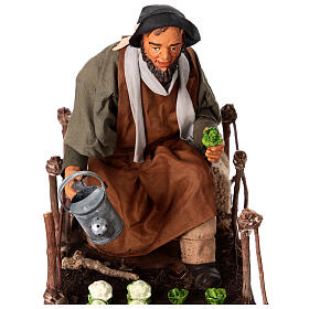 Homme arrosant son potager mouvement crèche napolitaine 30 cm