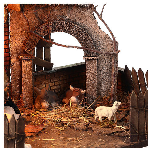 Illuminated barn with Nativity, 40x30x26 cm, for Neapolitan Nativity Scene of 13 cm 4