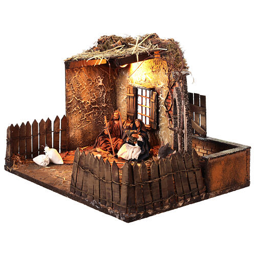 Illuminated barn with Nativity, 40x30x26 cm, for Neapolitan Nativity Scene of 13 cm 5