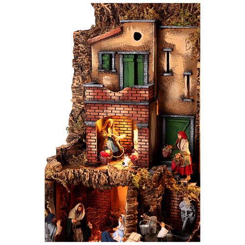 Illuminated Nativity Scene with mill and fountain for 13 cm Neapolitan Nativity Scene, 80x55x90 cm 5