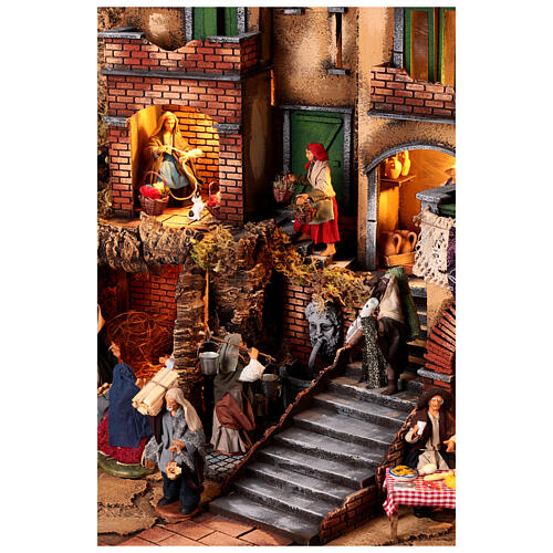 Illuminated Nativity Scene with mill and fountain for 13 cm Neapolitan Nativity Scene, 80x55x90 cm 6