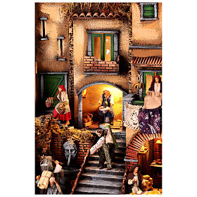 Illuminated nativity scene 80x55x90 cm fountain mill Neapolitan nativity scene 13 cm