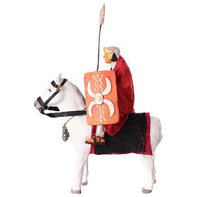 Roman soldier on his horse with shield and spear for 14 cm Neapolita Nativity Scene
