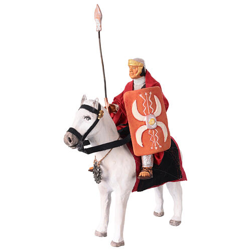 Roman soldier on his horse with shield and spear for 14 cm Neapolita Nativity Scene 2