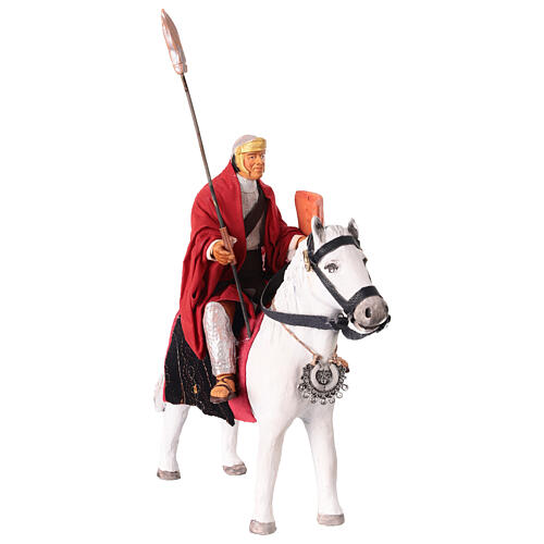 Roman soldier on his horse with shield and spear for 14 cm Neapolita Nativity Scene 3