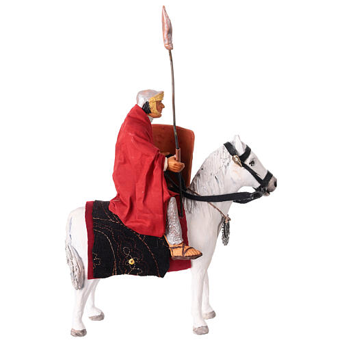 Roman soldier on his horse with shield and spear for 14 cm Neapolita Nativity Scene 4