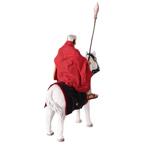 Roman soldier on his horse with shield and spear for 14 cm Neapolita Nativity Scene 5