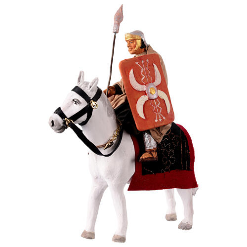 Roman soldier on his horse with shield and spear for 14 cm Neapolita Nativity Scene 7