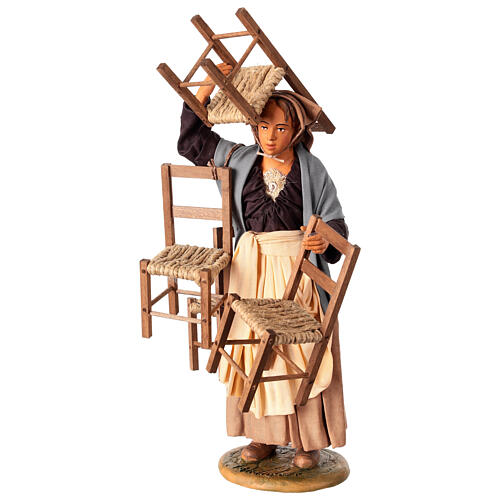 Woman with 4 chairs for 30 cm Neapolitan Nativity Scene 1