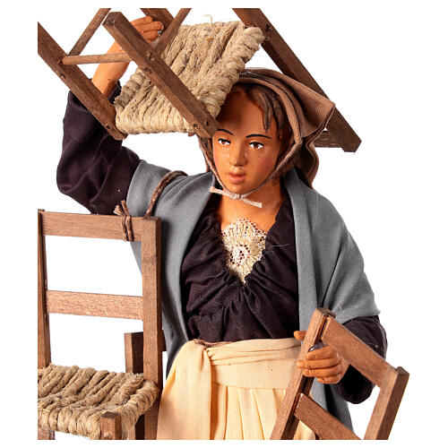 Woman with 4 chairs for 30 cm Neapolitan Nativity Scene 2