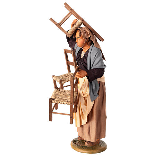 Woman with 4 chairs for 30 cm Neapolitan Nativity Scene 3