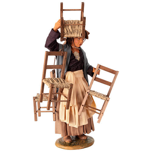 Woman with 4 chairs for 30 cm Neapolitan Nativity Scene 5