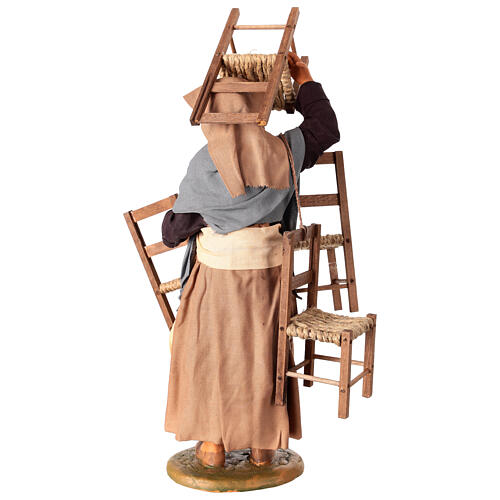 Woman with 4 chairs for 30 cm Neapolitan Nativity Scene 6