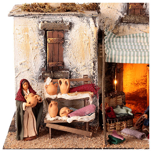 Beleuchtetes arabisches Haus, 30×30×35 cm, für 10 cm Krippe im neapolitanischen Stil 2
