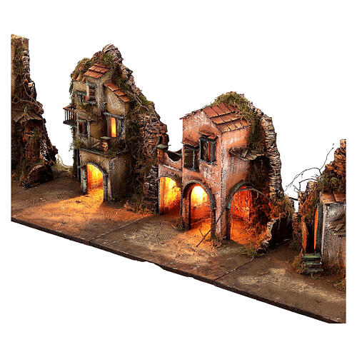 Belén modular napolitano completo 35x210x35 cm, figuras de terracota 8 cm 10