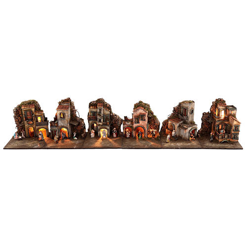 Crèche napolitaine modulaire complète 35x210x35 cm statues terre cuite 8 cm 1