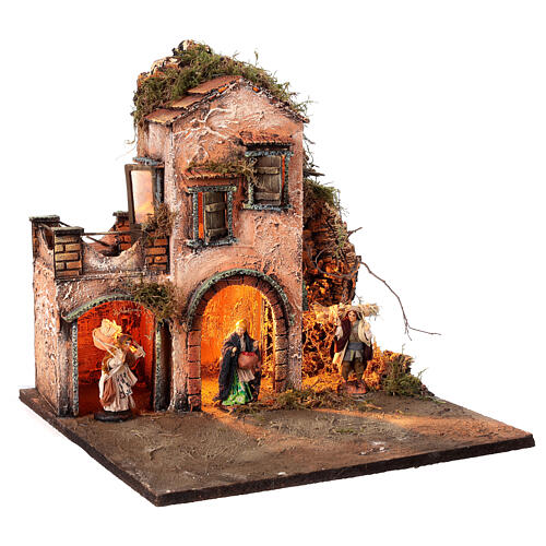 Complete Neapolitan nativity scene modular 35x210x35 cm terracotta 8 cm statues 4
