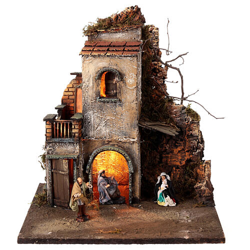 Complete Neapolitan nativity scene modular 35x210x35 cm terracotta 8 cm statues 6