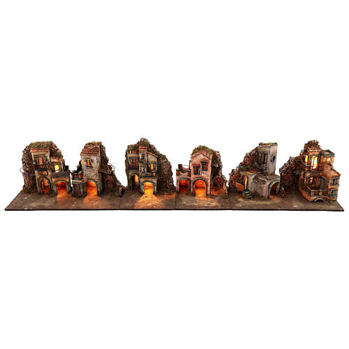 Complete Neapolitan nativity scene modular 35x210x35 cm terracotta 8 cm statues 7