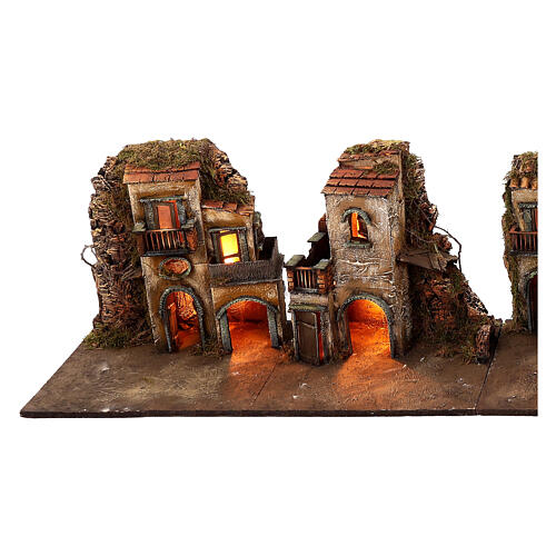 Complete Neapolitan nativity scene modular 35x210x35 cm terracotta 8 cm statues 8