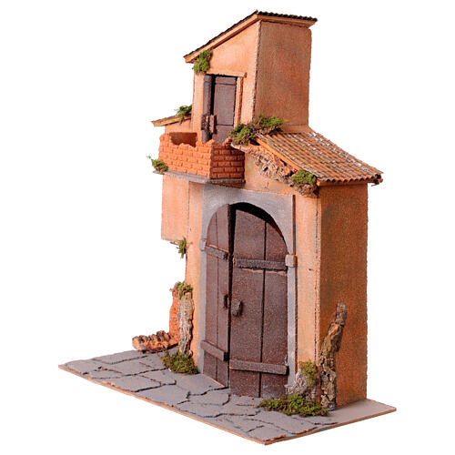 Cenário casa para presépio 50x45x20 cm em estilo napolitano de 20 cm 2
