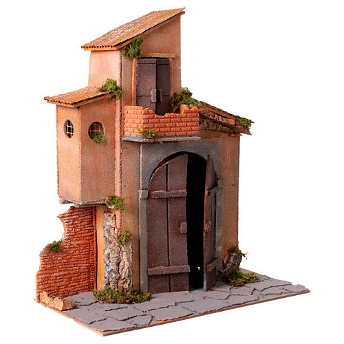 Cenário casa para presépio 50x45x20 cm em estilo napolitano de 20 cm 3