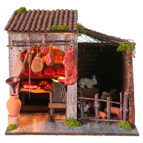 Butcher's house 10-12 cm Neapolitan nativity scene 20x20x18 cm 1