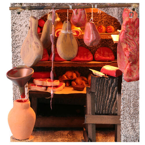 Butcher's house 10-12 cm Neapolitan nativity scene 20x20x18 cm 2