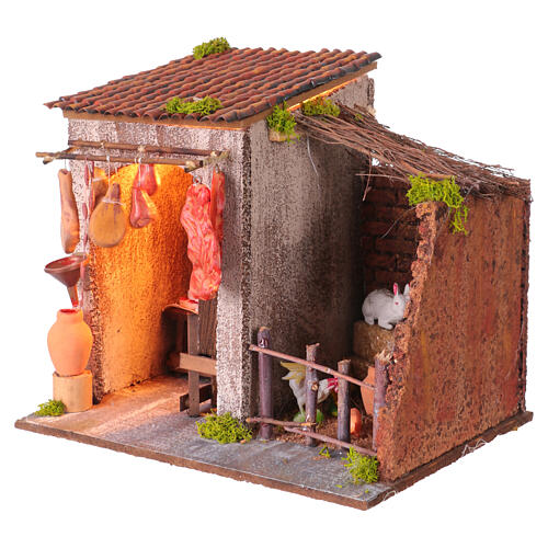 Butcher's house 10-12 cm Neapolitan nativity scene 20x20x18 cm 3