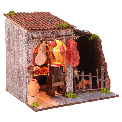 Butcher's house 10-12 cm Neapolitan nativity scene 20x20x18 cm 5