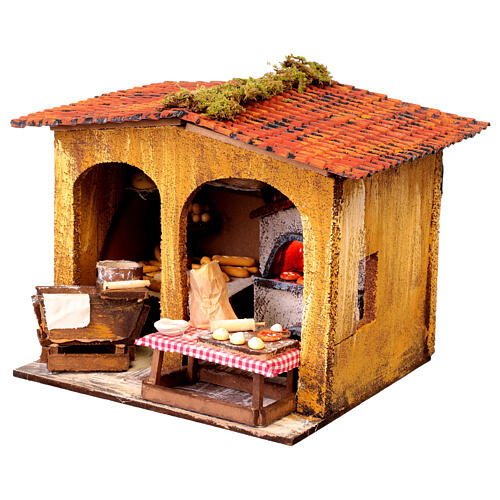 Baker's shop 20x20x20 cm Neapolitan nativity scene 10 cm 3