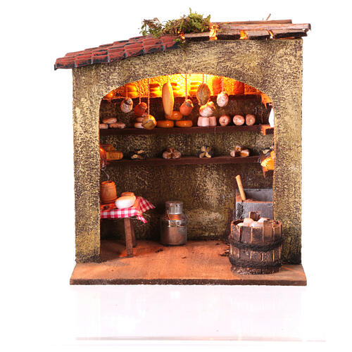 Animated cheese house 20x15x15 cm Neapolitan nativity scene 10-12 cm 1