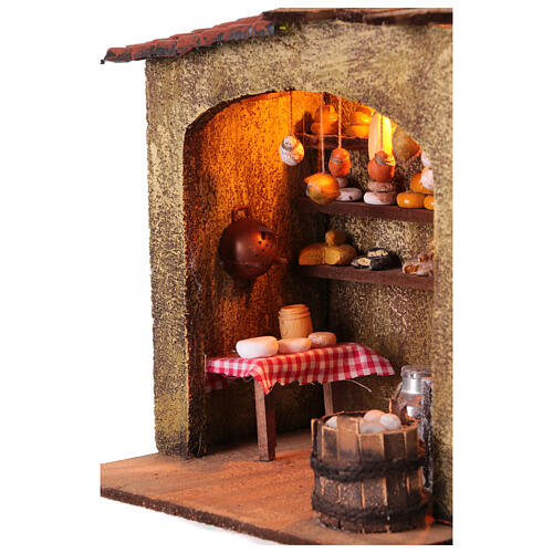 Animated cheese house 20x15x15 cm Neapolitan nativity scene 10-12 cm 2