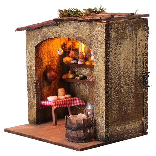 Animated cheese house 20x15x15 cm Neapolitan nativity scene 10-12 cm 3