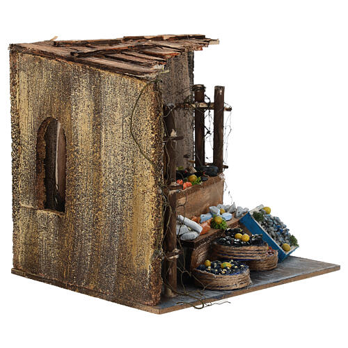 Szene Marktstand mit Fischen aus Terrakotta, im neapolitanischen Stil, für 12 cm Krippe – Krippenzubehör 4