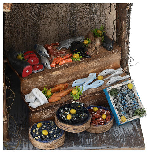 Scena sklep z rybami do szopki neapolitańskiej 12 cm, 20x20x20 cm 2