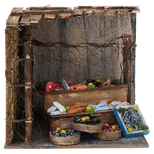 Fish shop scene 12 cm Neapolitan nativity scene 20x20x20 cm 1