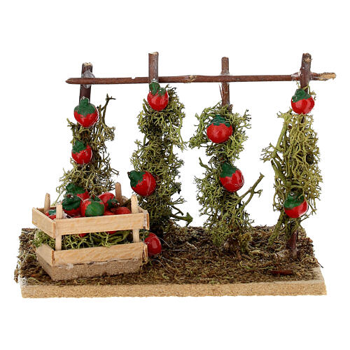 Setting with tomato plants for 10-12 cm Neapolitan Nativity Scene, 5x10x8 cm 1