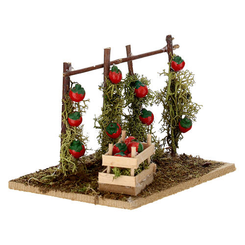 Scène récolte de tomates pour crèche napolitaine 10-12 cm 5x10x8 cm 3