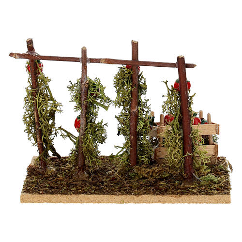 Ambientazione raccolta pomodori 10-12 cm presepe napoletano 5x10x8 cm 4