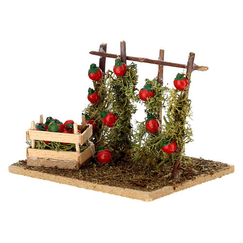 Cenário colheita de tomates 10-12 cm presépio napolitano 5x10x8 cm 2