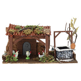 Hühnerstall-Szene, neapolitanische Krippe, für 10 cm Krippe – 15 × 25 × 10 cm