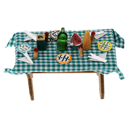 Gedeckter Tisch mit Frucht, im neapolitanischen Stil, für 6–8 cm Krippe – Krippenzubehör 3