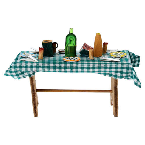 Gedeckter Tisch mit Frucht, im neapolitanischen Stil, für 6–8 cm Krippe – Krippenzubehör 7