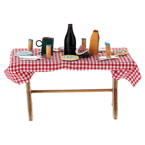 Gedeckter Tisch mit Frucht, im neapolitanischen Stil, für 6–8 cm Krippe – Krippenzubehör 8