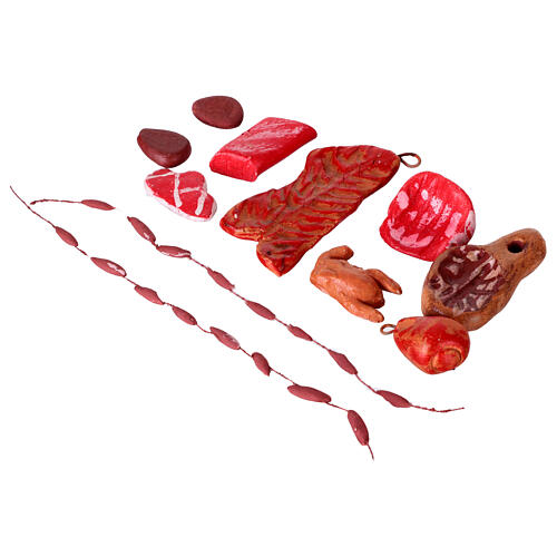 Confezione mix carne macelleria presepe napoletano 10 cm 2