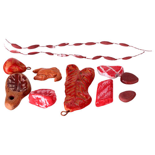 Confezione mix carne macelleria presepe napoletano 10 cm 3