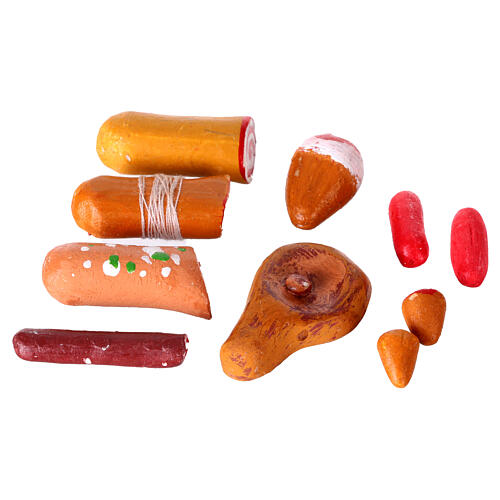 Assorted cold cuts set for 10 cm Neapolitan Nativity Scene 3