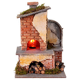 Oven with light effect for 10-12 cm Neapolitan Nativity Scene, 20x15x10 cm